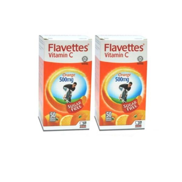 Flavettes Vitamin C 500mg Sugar Free Chewable Tablet (Orange) - Image 2