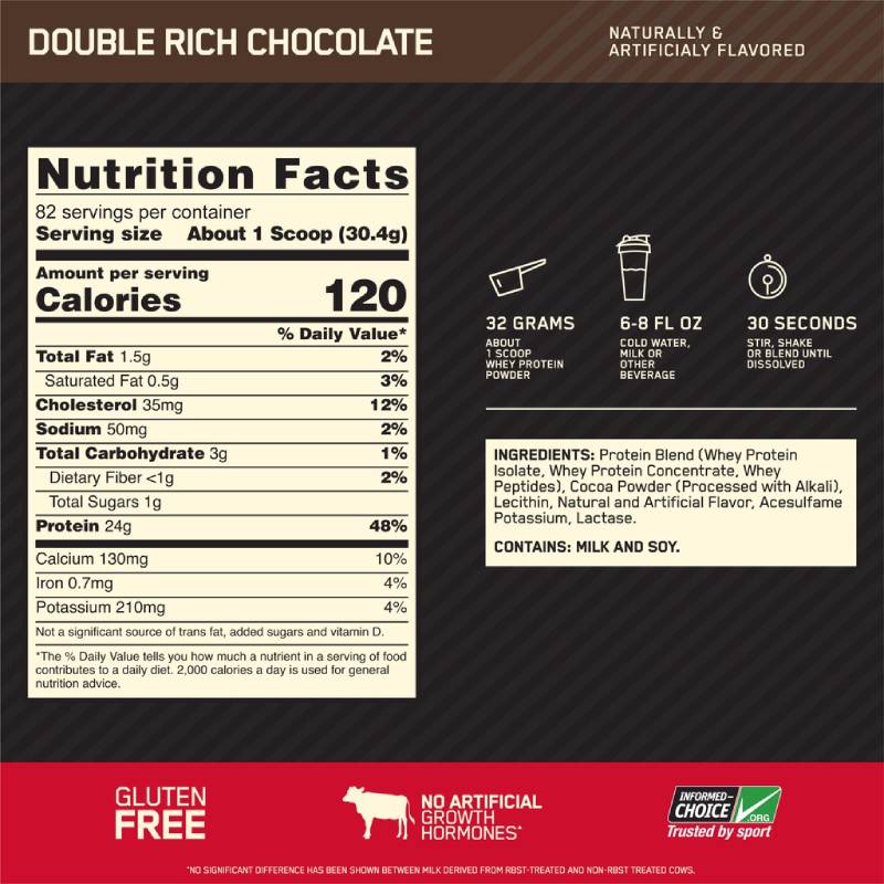 Optimum Nutrition Gold Standard 100% Whey Double Rich Chocolate Powder - Image 3