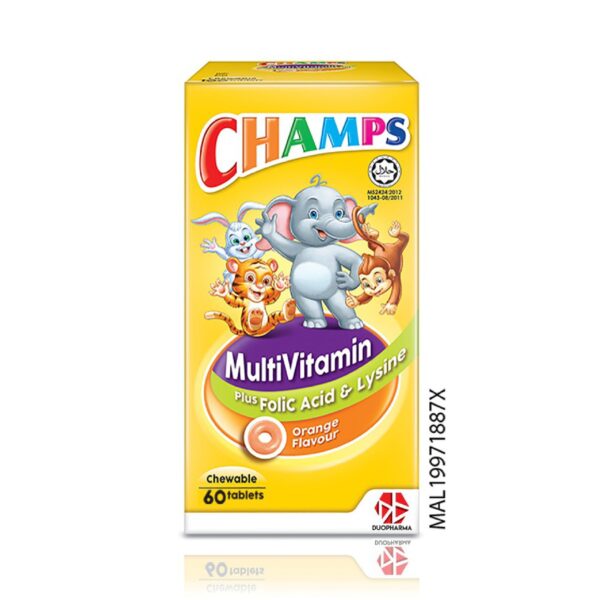 Champs Multivitamins Plus Folic Acid & Lysine Chewable Tablet (Orange) - Image 2