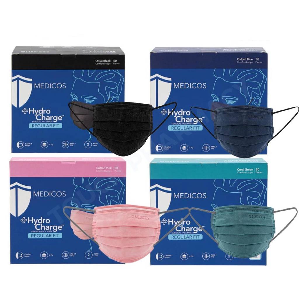 Medicos HydroCharge Surgical Face Mask (Regular Fit) 50s
