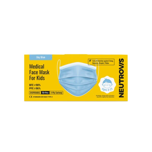 Neutrovis 3Ply Medical Face Mask for Kids (Sky Blue)