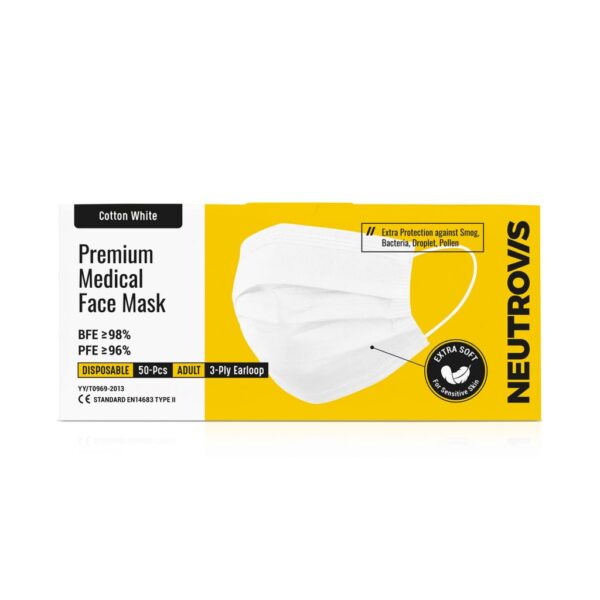 Neutrovis 3Ply Premium Medical Face Mask Adult Ultrasoft 50s - Image 2