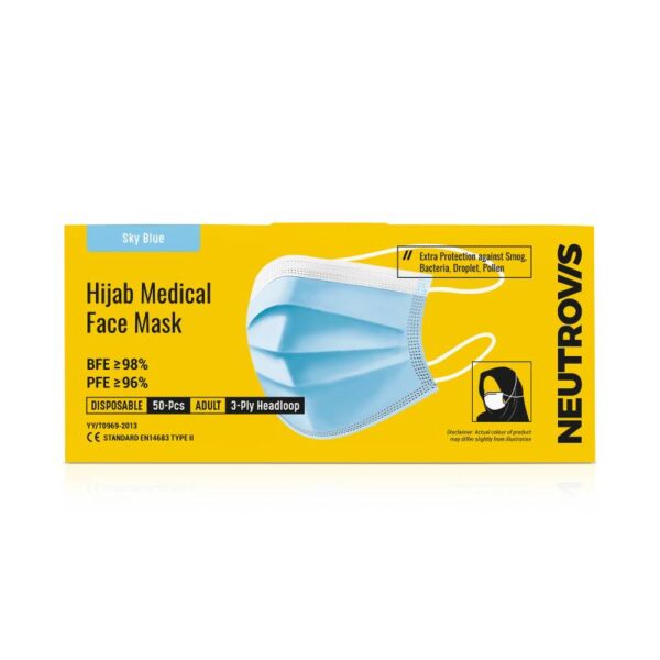 Neutrovis 3ply Hijab Medical Face Mask (Sky Blue)