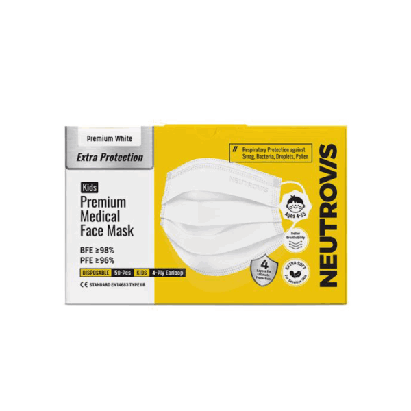 Neutrovis Premium Medical 4Ply Kids Face Mask (White)