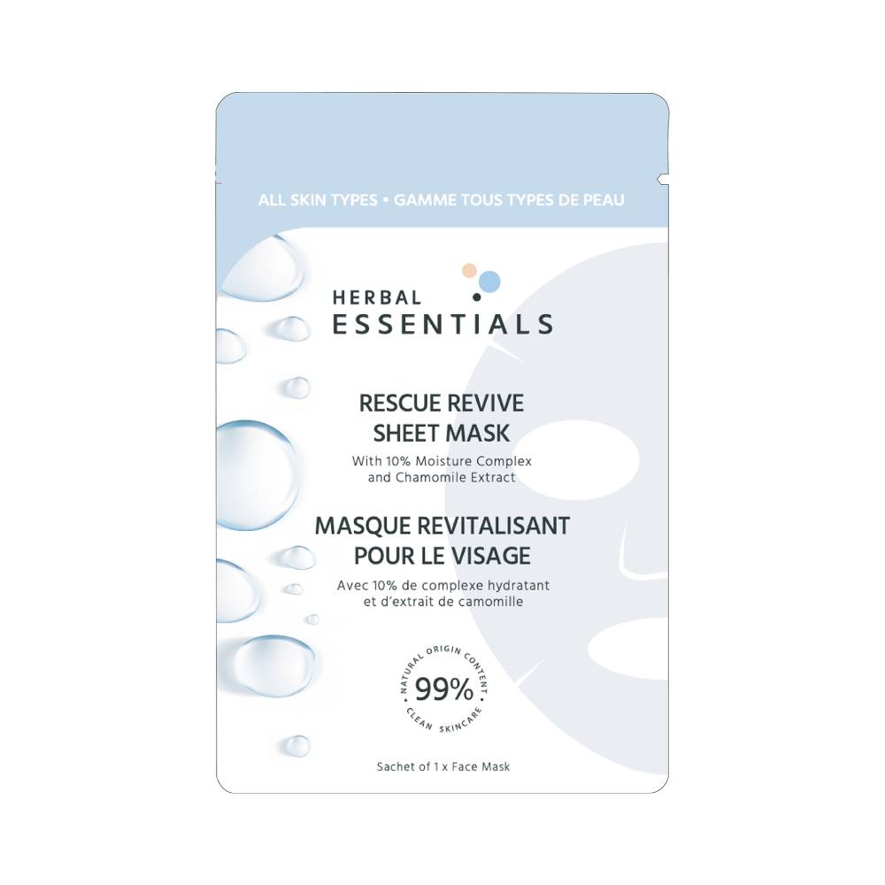 Herbal Essentials Rescue Revive Sheet Mask With 10% Moisture Complex And Chamomile Extract