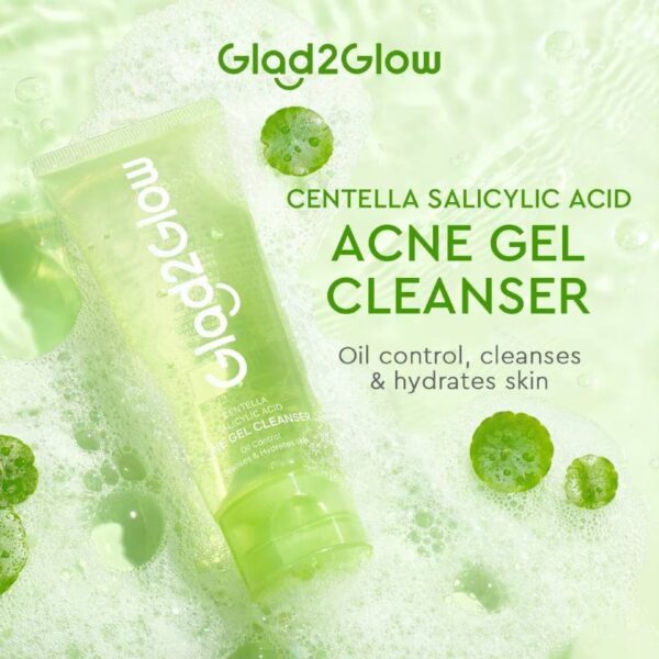 Glad2Glow Centella Salicylic Acid Acne Gel Cleanser - Image 2