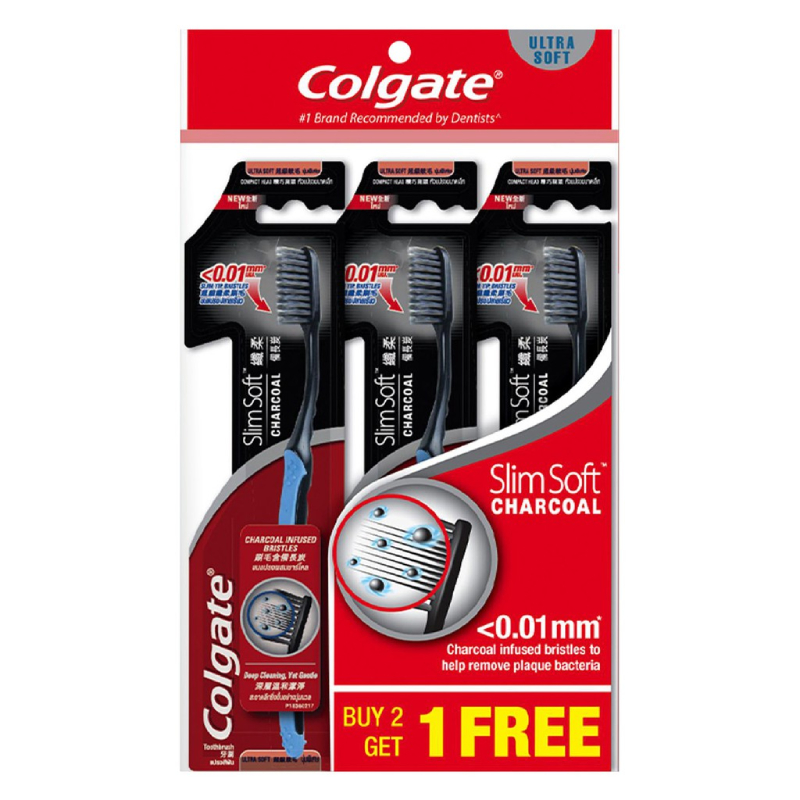 Colgate Slim Soft Charcoal Ultra Soft Toothbrush - Image 2