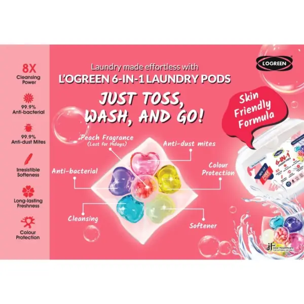 Logreen Laundry Pods 6 In 1 Peach - Image 4